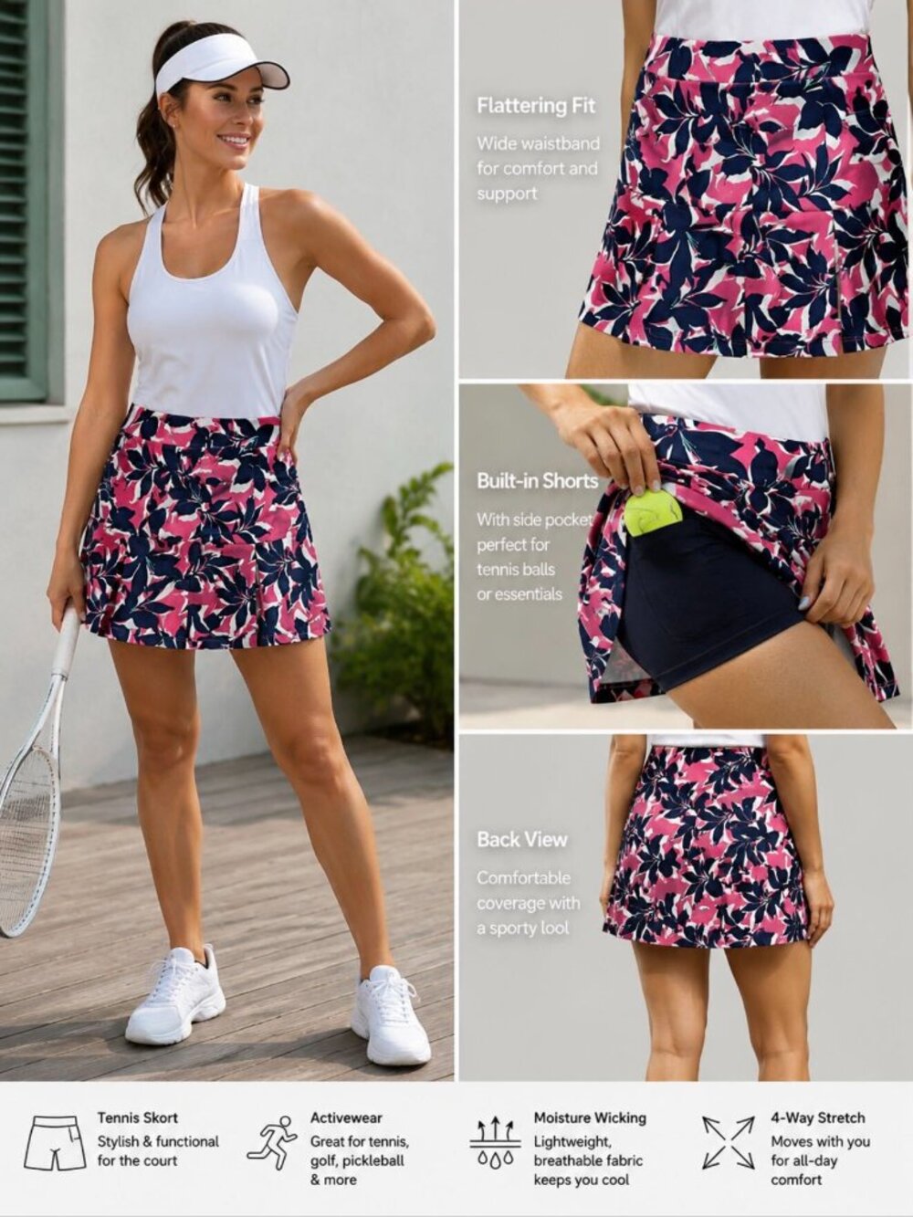 Stella Parker Sport Pull On Skort Women Tennis Golf Pickle Ball Skirt Sz M NWT